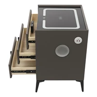 Умная тумбочка темно-серого цвета с 3 ящиками, прикроватная тумбочка со светодиодной подсветкой и распознаванием отпечатков пальцев для спальни, гостиной — изображение 3