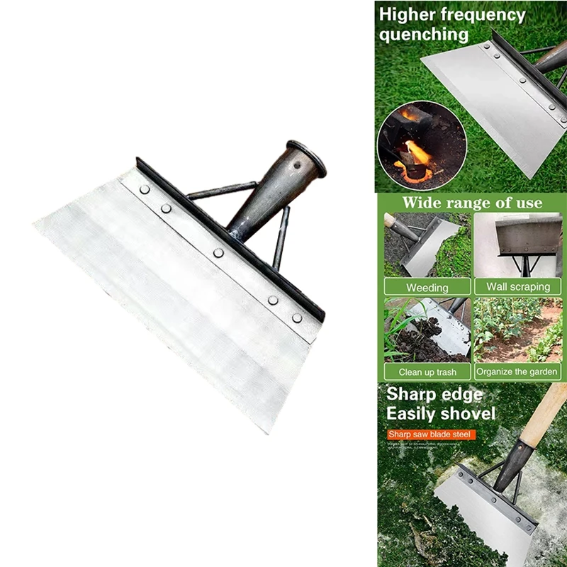 

Cleaning Shovel, Square Garden Spade Shovel Manganese Steel Flat Shovel Not Include Pole,Lawn Edging&Weed Removal