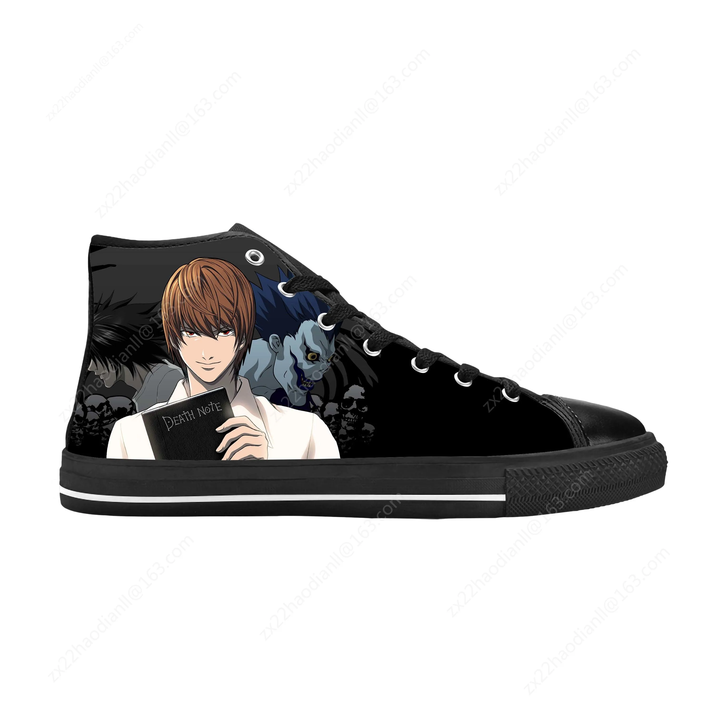Japanese Anime Cartoon Manga Death Note L Lawliet Casual Cloth Shoes High Top Comfortable Breathable 3D Print Men Women Sneakers