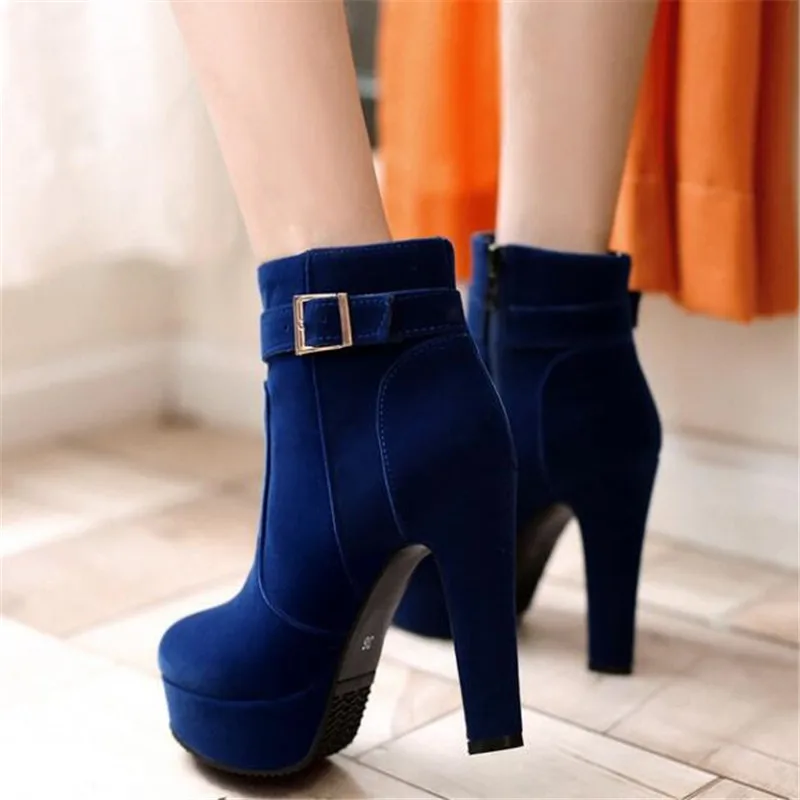 Promotion winter New pattern fashion woman High-heeled Short boots Minimalism temperament women boots plus size 34-43