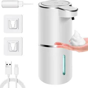 자동 비누 디펜서 비접촉식 거품 비누 디펜서, USB 충전식 전기 거품 비누 디펜서, 4 단계 조절 가능, 380ml