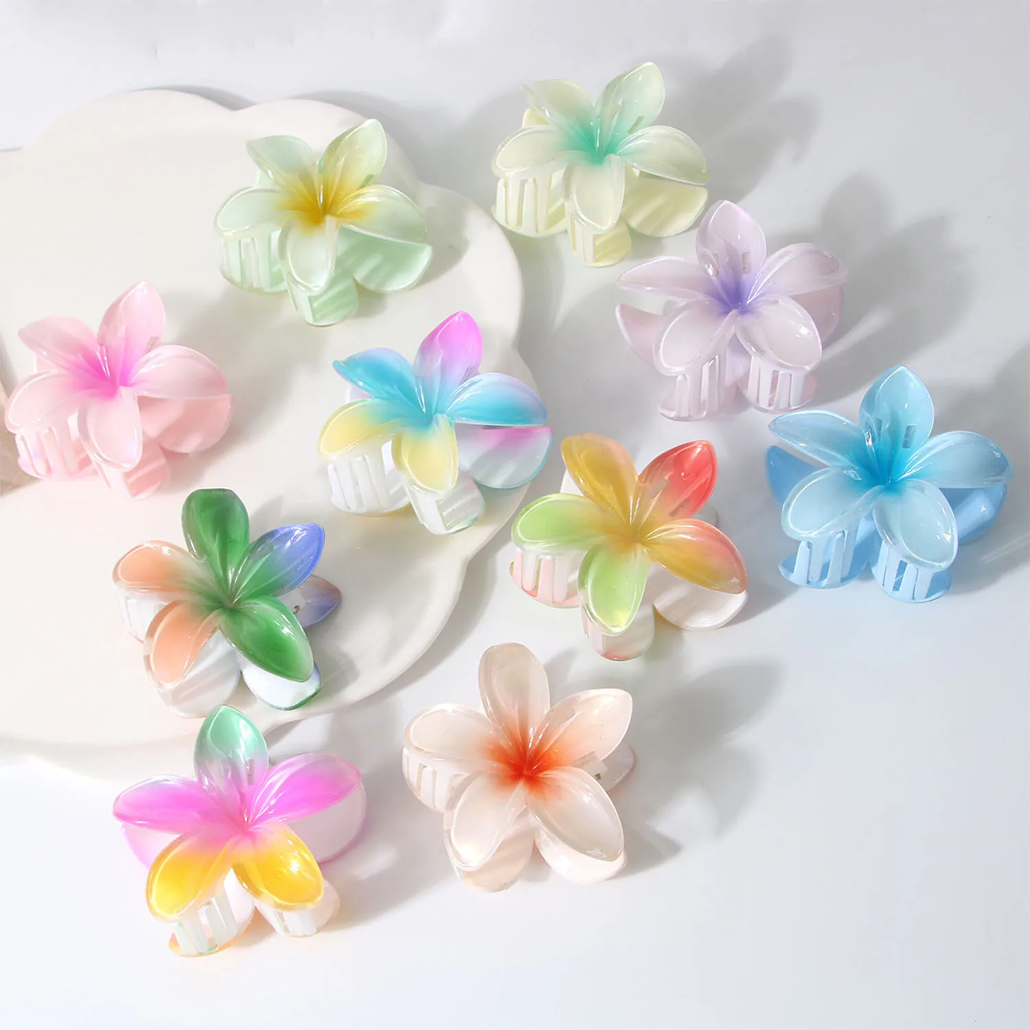 Lot De 6 Pinces à Cheveux Décoratives Fleur - Grandes Pinces Oeuf, Multicolores