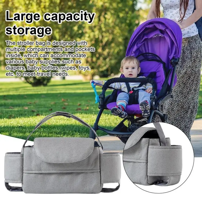 Saco de fraldas para carrinho, Correias antiderrapantes, Suprimentos de enfermagem ao ar livre para fraldas, Água, Compartmentado