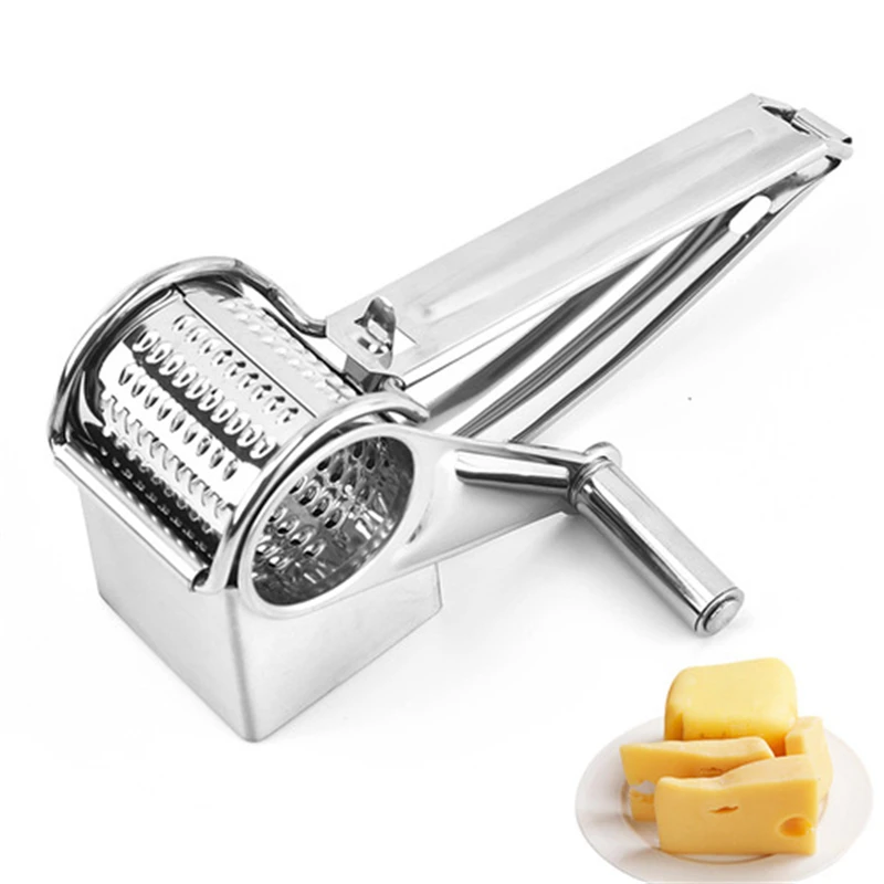 US Stainless Steel Cheese Grater Hand Held Rotary Shredder Cutter Slicer  Tools