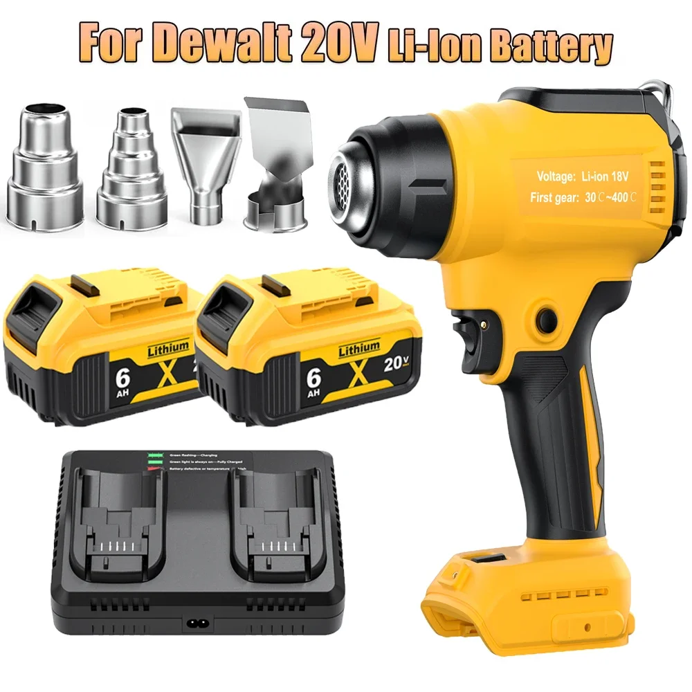 Cordless Heat Gun For Dewalt 18V Battery DCB200 Adjustable Temperature 122-1022 Battery Heat Shrink Gun With Charger hot air gun,heat gun