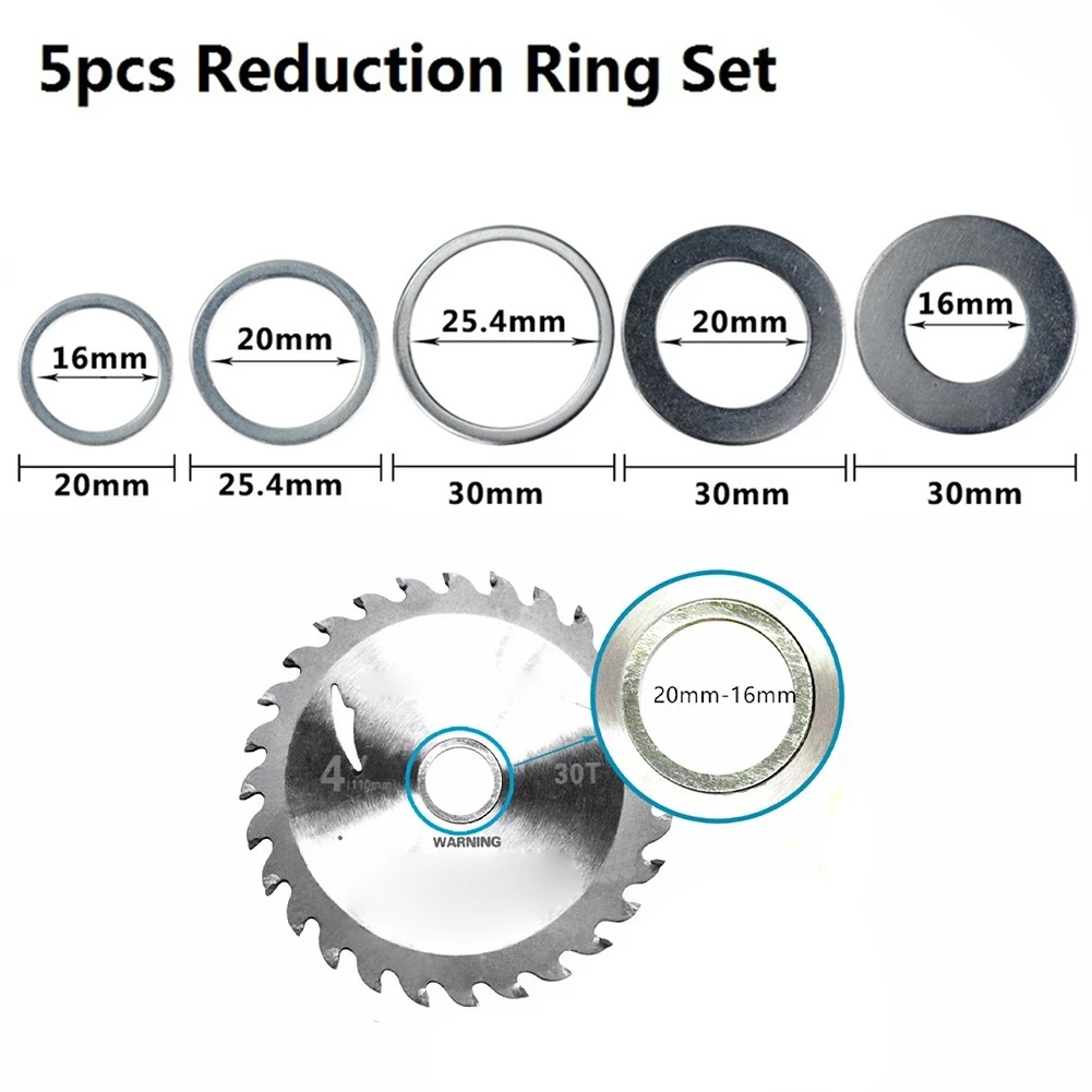 

5Ppc Saw Blade Reducing Ring Washers 16/20/22/25.4/30/32MM Conversion Ring Cutting Disc Aperture Gasket Inner Hole Adapter Ring