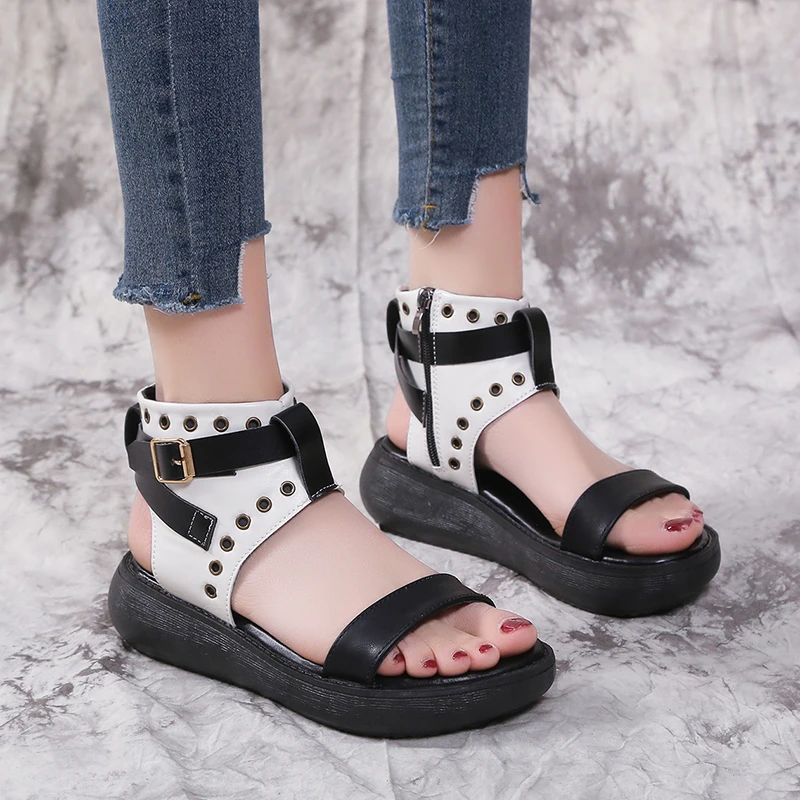 

2023 Summer Women's Sandals New PU Buckle Open Toe Shoes Fashion Comfortable Leisure Platform Shoes Outdoor Beach Women's Shoes