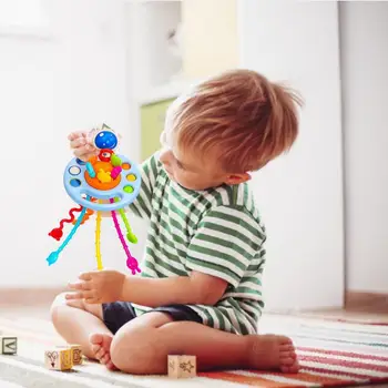 Baby Sensory Toys Montessori Food Grade Silicone Pull String Activity Toy Montessori Pull String Toy For Motor Skills Tactile 3