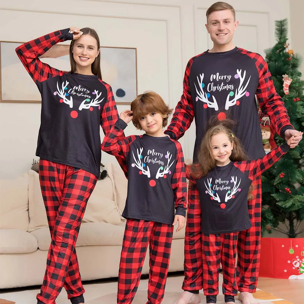 Mommy Sleepwear for Christmas Family Matching Pajamas Cute Big Headed Deer  Holiday Pajama Bottoms for Family