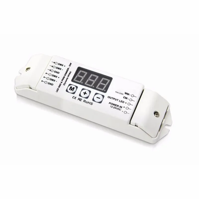 1X 2CH WW/CW DMX512 Color Temperature Dimmable DMX512 Master Controller For LED Strip