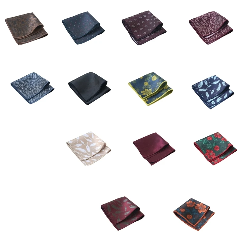 Colorful Hankie Male Handkerchiefs Polyester Floral Pattern Super Soft Washable Hanky Chest Towel Pocket Handkerchiefs