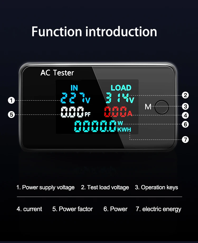 0-500V 0-100A Voltmeter Ammeter Wattmeter AC Digital Dual-Voltage