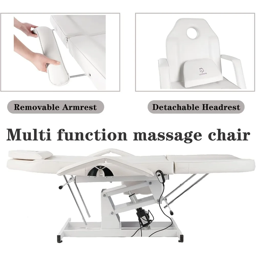 Description Picture 6 of itemElectric Tattoo Chair Facial Chair Massage Table Electric Height Adjustable Lash Bed with Storage Pocket Recliner Lash Chair