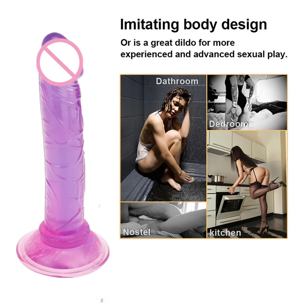 Realistic Clear Silicone Dildo with Strong Suction Cup For Women Anal Vaginal G-Spot Stimulation