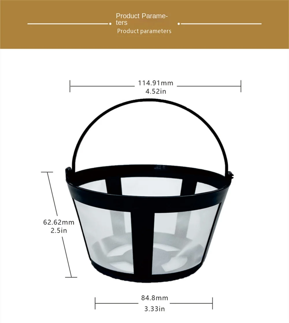 Description Picture 6 of itemReusable Nylon Coffee Pot Filter Solid Style Reusable Filter Permanent Cafe Coffees Tool Basket Coffeeware Spoon Strainer Nylon