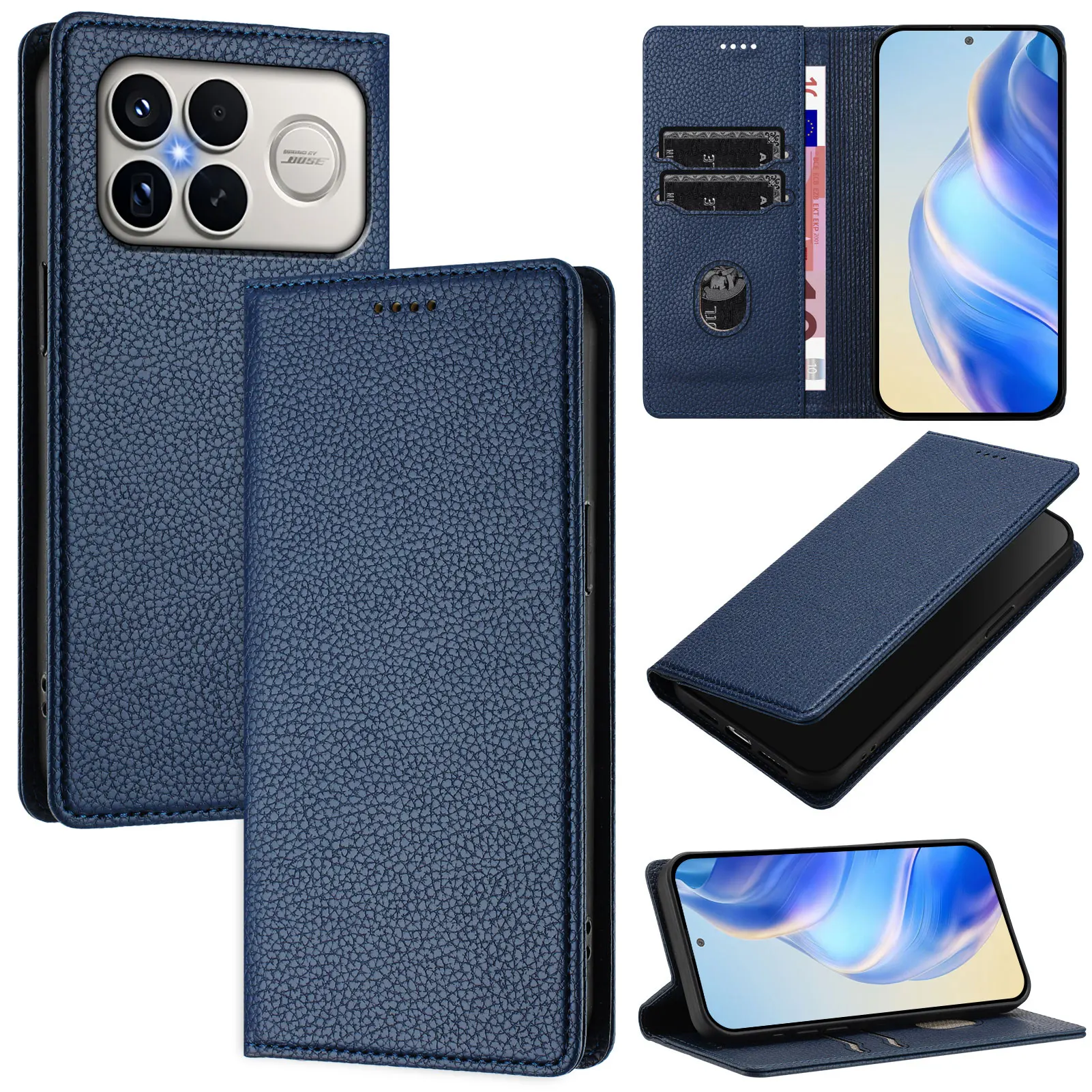 Luxury Leather Magnetic Phone Case with Card Slots & Shockproof Book Design