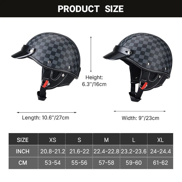 Casco Moto Jet per Adulto, Donna E Uomo Mezzo Casco Moto con Visiera, Retro Casco Moto Aperto Casco Scooter per Mofa Crash Racing, ECE Omologato N,L (57-58cm
