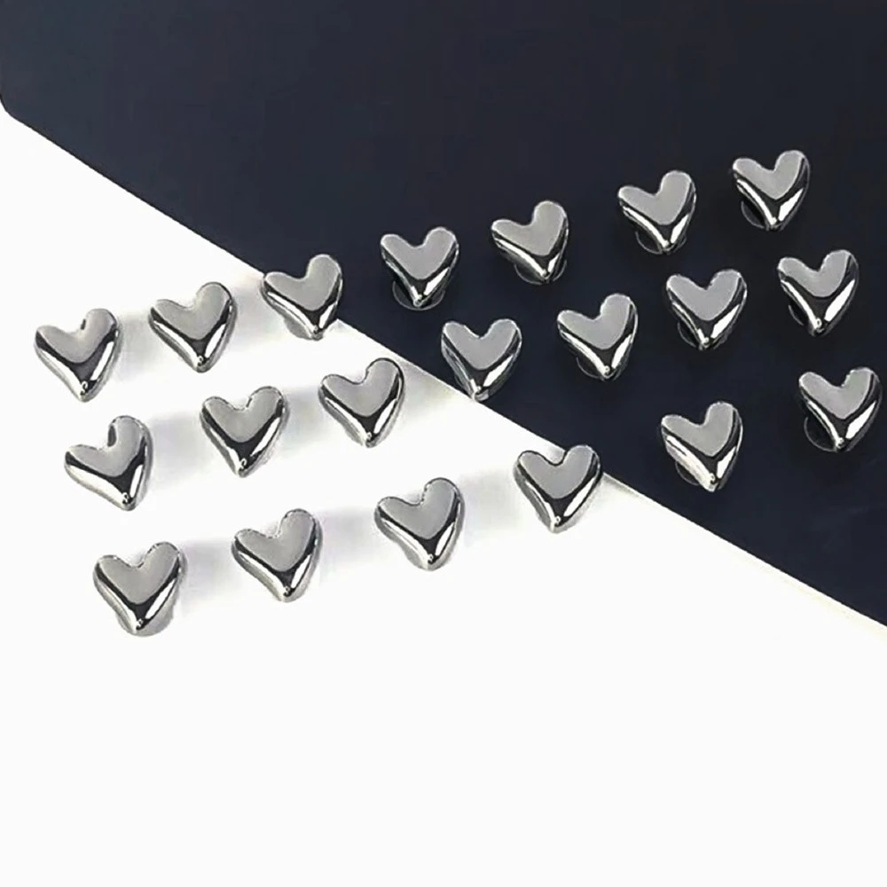 10/20PCS Schuh Charms Set Gold Silber Galvani Herzförmige Design Schuh Decora Schnalle für Sandalen Clogs DIY Zubehör Geschenk – Detail 12