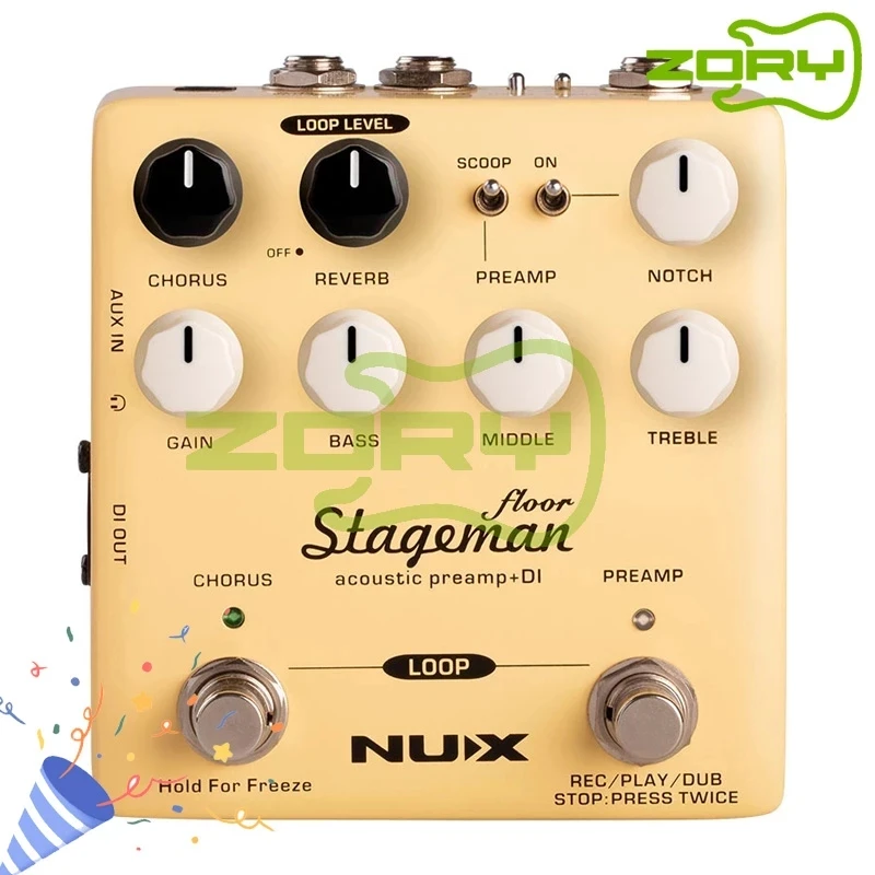 

NUX Stageman Floor NAP-5 Acoustic Preamp DI Guitar Effect Pedal Chorus Reverb Freeze 60s Loop for Guitar Violin Mandolin Banjo