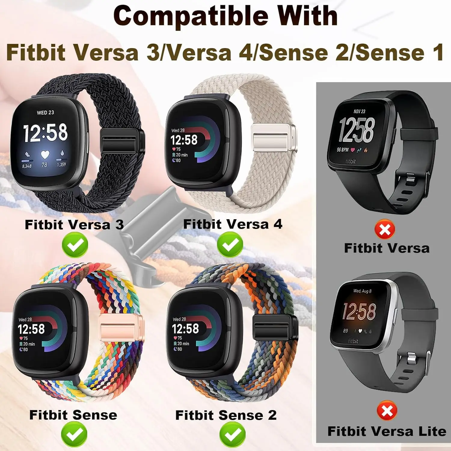Braided Magnetic Nylon Sport Loop Strap - Soft Stretchy Elastic Bands