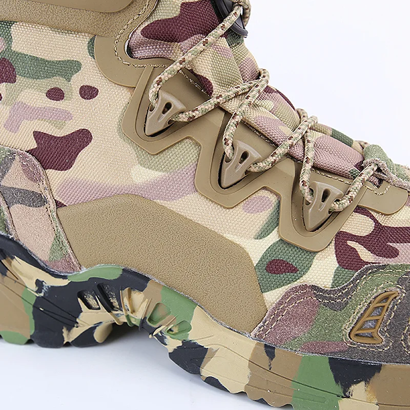Men Boots Leather Camouflage Vintage Lace Up Tactical Boots Combat Ankle Boots Mens Winter Flat Safety Work Shoes