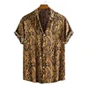 3D Printed Leopard Shirt For Men Casual Fashion Summer Short Sleeves Hawaiian Beach Shirts Personality Lapel Aloha Button Blouse 3