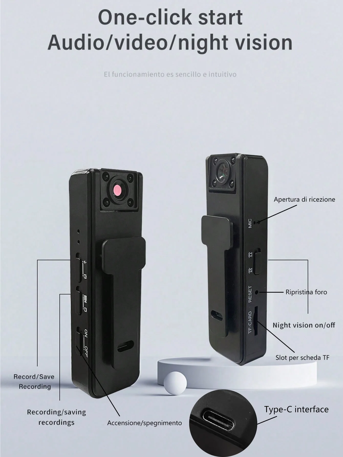 HD-Smart-Kamera, drehbares Objektiv, langlebige, tragbare Stift-Bewegungskamera mit Nachtsicht_voghion.com