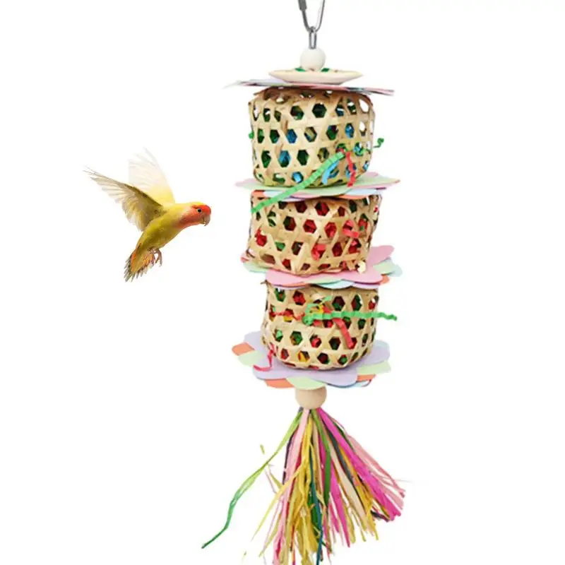 

Bird Toys Multicolored Chewable Durable Hangable Bite Resistant Metal Hook Design Toys For Parrots Bird Supplies Products