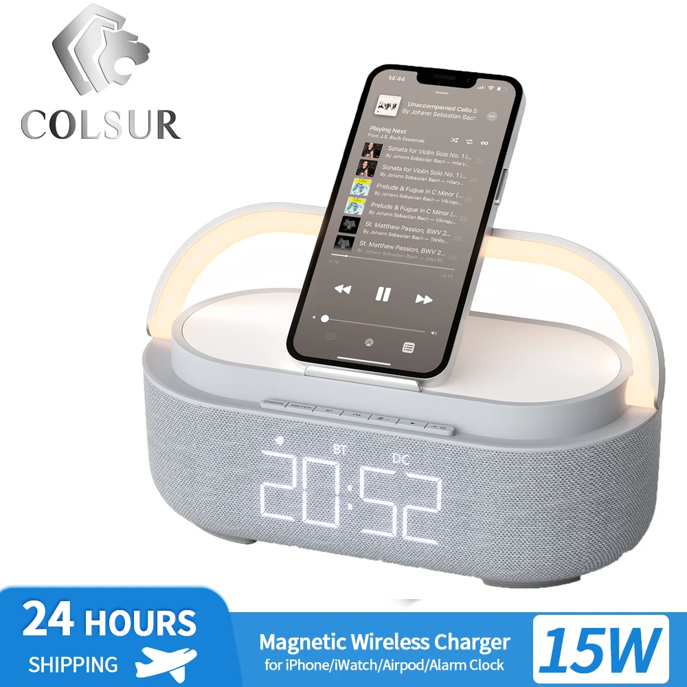 Radio-Alarm-Clock-Digital-Wireless-Charger-Bluetooth-Speake-Adjustable ...