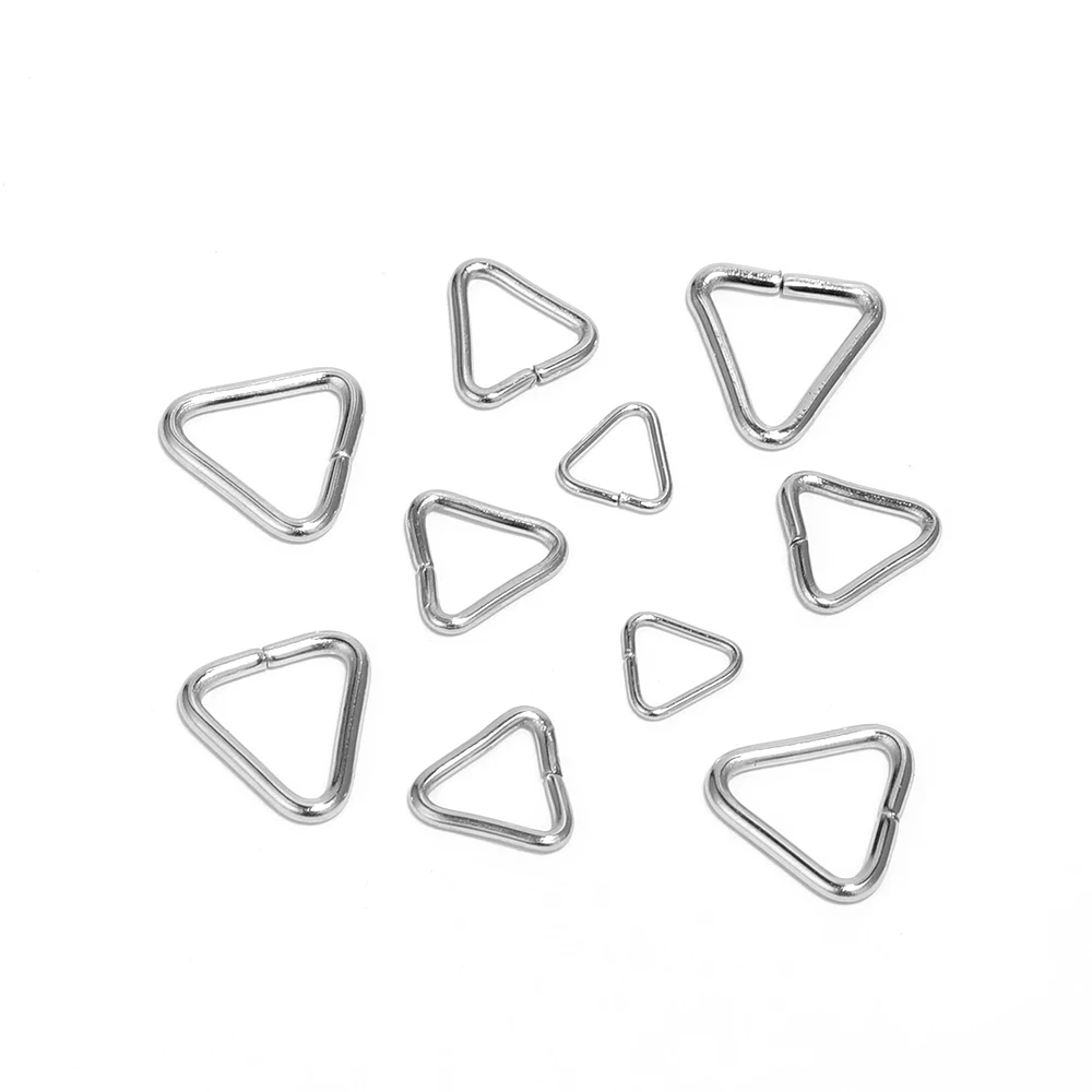 100 Stück Edelstahl 6/8/10 mm Dreieck offener Biegering Ton Spaltringe Verbinder Verschlüsse Haken für DIY Schmuckherstellung Handwerk – Detail 1