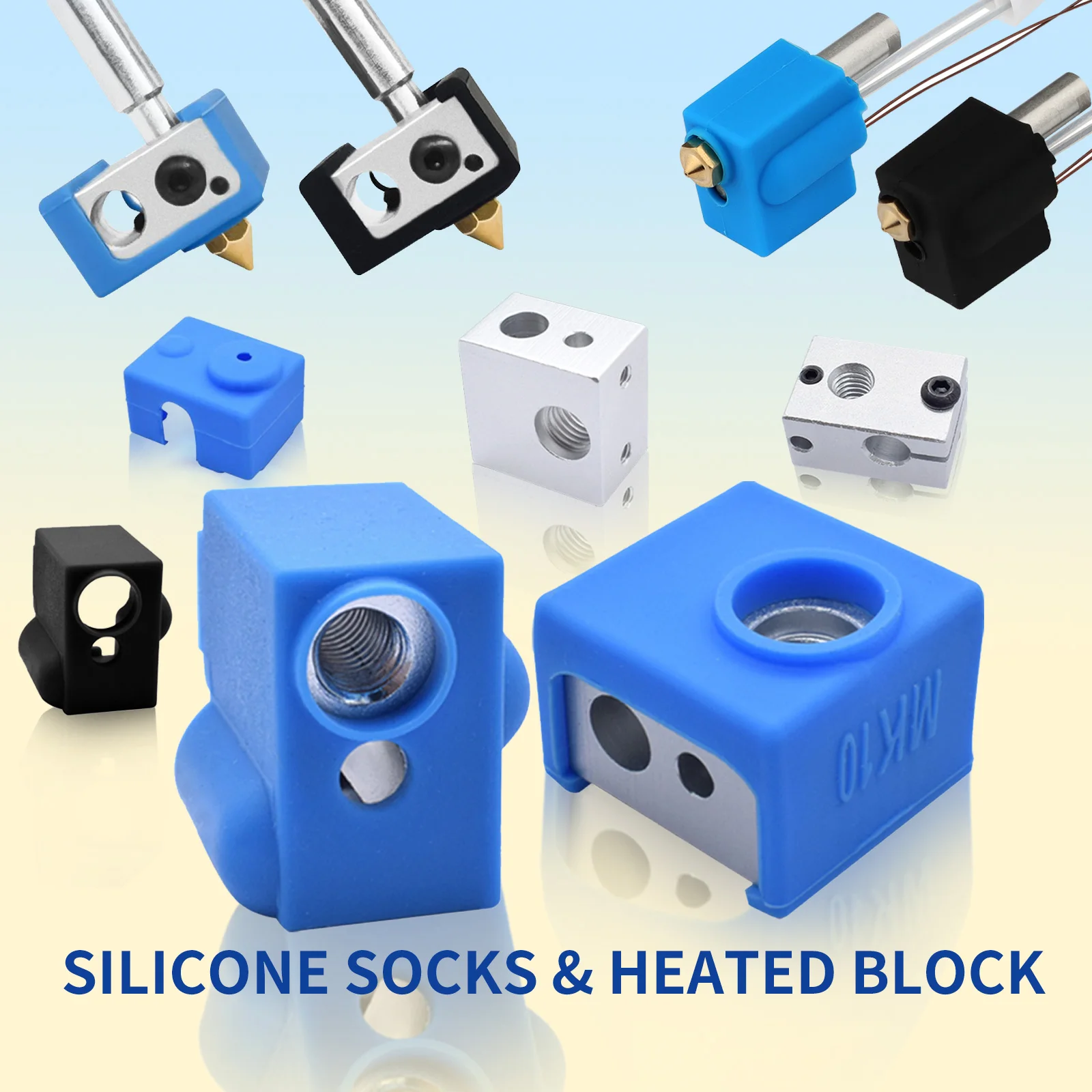 Silicone Socks For E3D V6/V5 MK8 MK9/MK10/Volnaco Heated Block Sleeve Hotend Protector Cover For 3D Printer Parts Heater Blocks 3d printer parts e3d v6 hotend heating accessories block for reprap makerbot extruder heated block kit 1