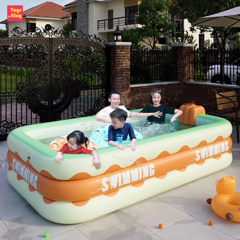 2.6M Large Family Inflatable Swimming Pool Baby Framed Pools Outdoor Folding Paddling Piscina Kids Slide Pool Game Toys