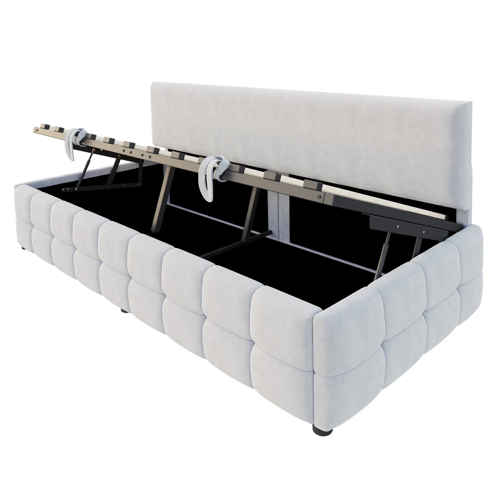 Gepolstertes Schlafsofa 90*200 cm, mit hydraulischem Stauraum, Rückenlehne ohne Armlehnen, mit auffälligem, klassischem Teppichmuster, Samt – Detail 28