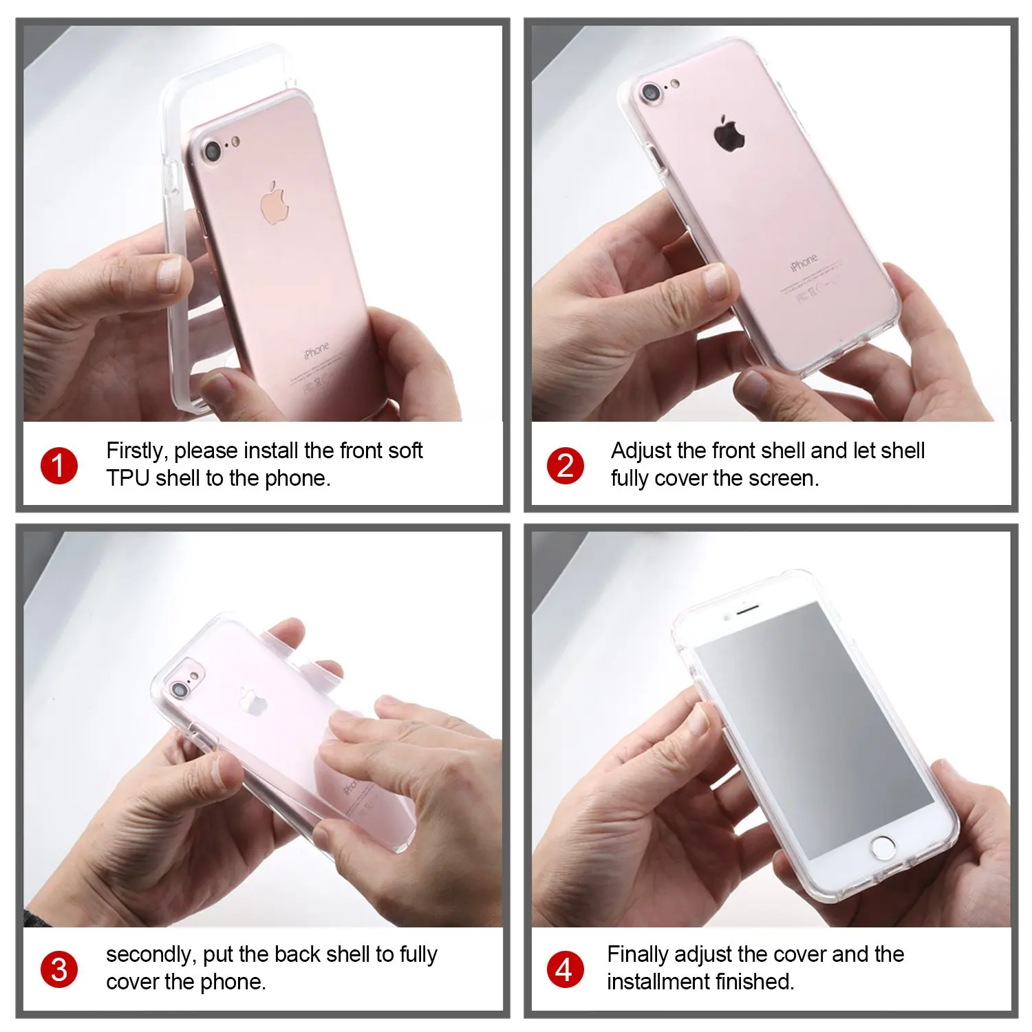 360° Full Body Clear Protective Case with Double-Sided TPU Design