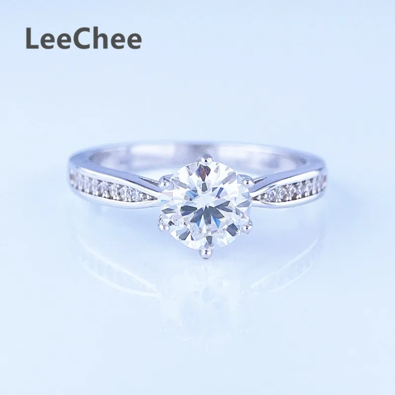 Anello Moissanit 0,5 Ct 1Ct 2Ct Vvs Lab Diamond Fine Jewelry Test Superato Per Le Donne Regalo Di Festa Di Nozze Argento Sterling 925 All'Ingrosso