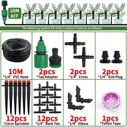 Automatic Drip Irrigation System Kit for Gardens and Greenhouses (10Meter - 12sprinkler)