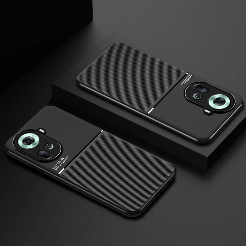 Leather Case with Built-in Metal Plate and Magnetic Car Holder Support