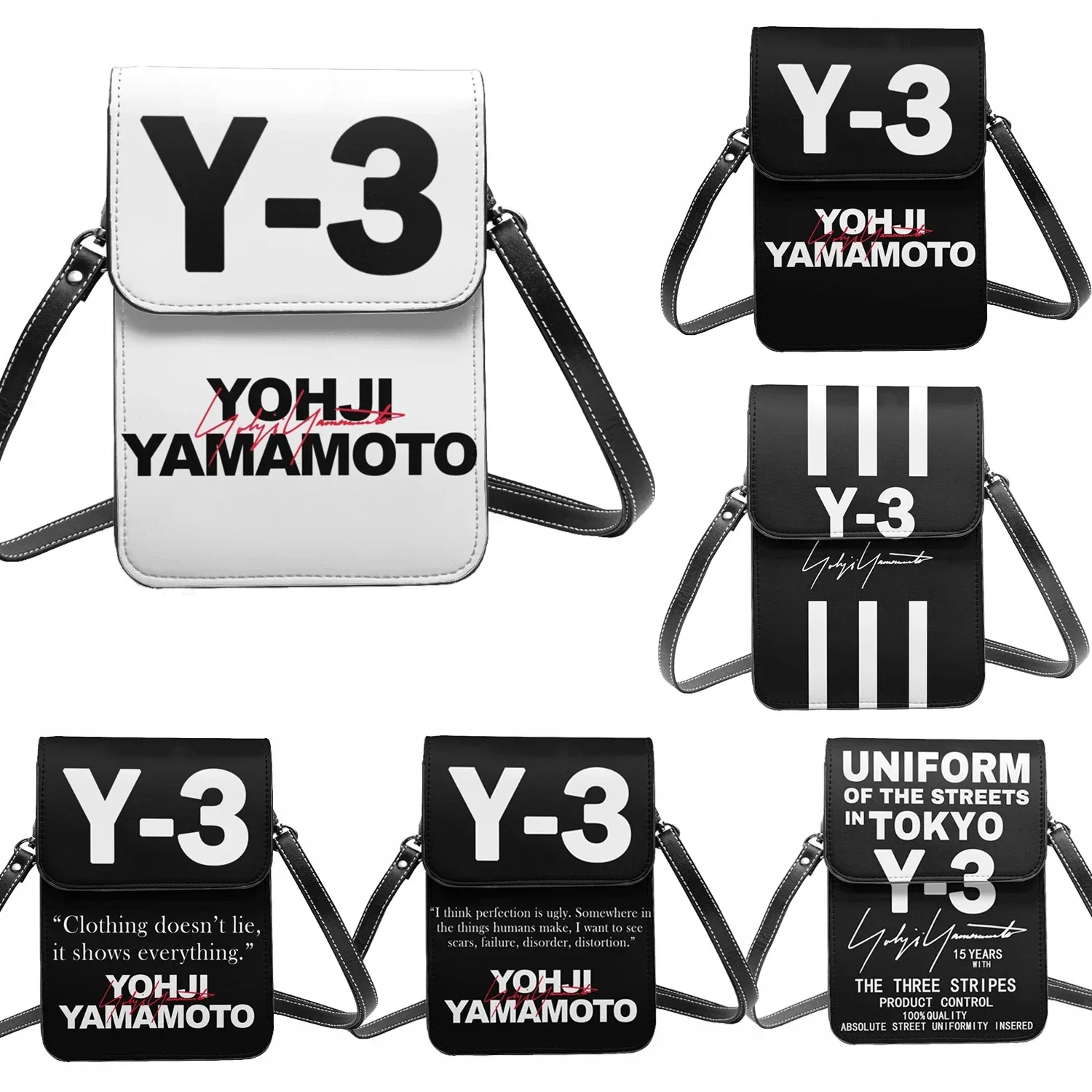 

Yohji Y-3 кожаный маленький кошелек для мобильного телефона Merch Милая женская сумка через плечо с отделением для карт