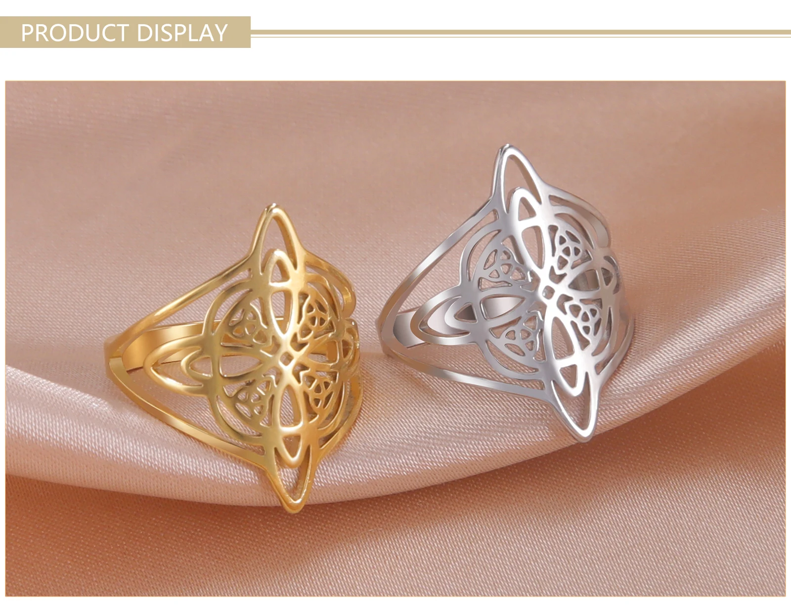 Skyrim Hexerei Hexen knoten Ring Edelstahl Fingerringe Wicca Triquetra Celtics Knoten Amulett Schutz Schmuck Frauen Männer – Detail 15