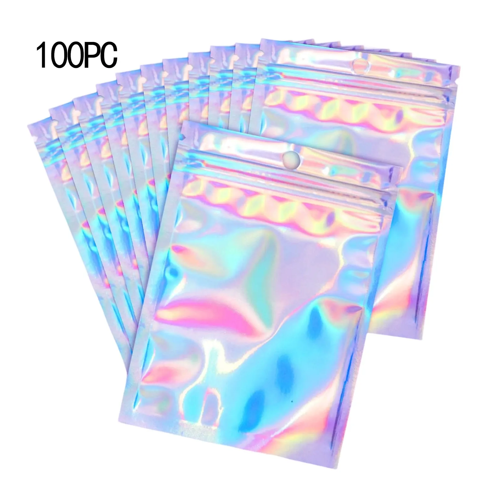 100pcs Reusable Sealable Polyester Film Bags Odor Aluminum Foil Zipper Pouches For Food Eyelashes Candy Bath Divided Turntable 3