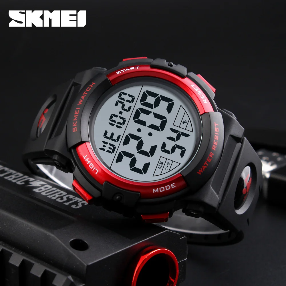 SKMEI 1258  Relogio Masculino Fashion Outdoor Sport Watch Men Multifunction Watches Military 5Bar Waterproof Digital Watch 4