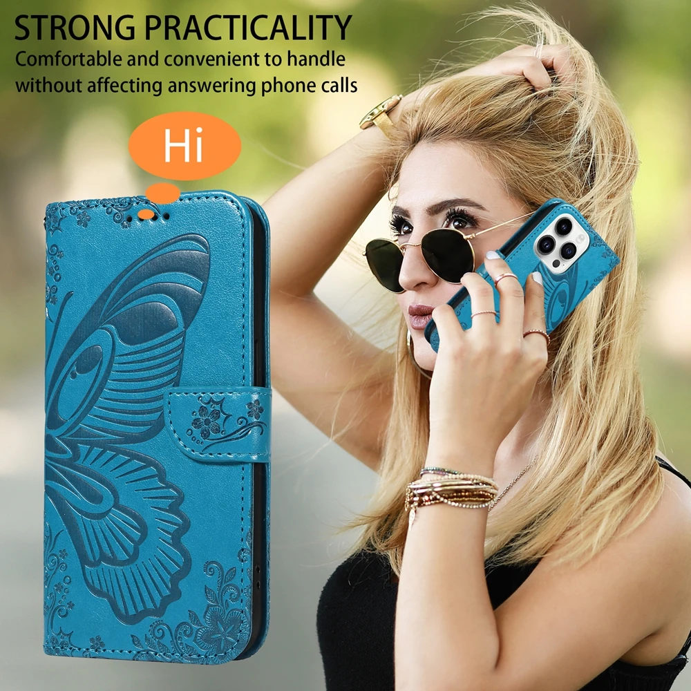 Butterfly Design Leather PU Flip Wallet Case Cover