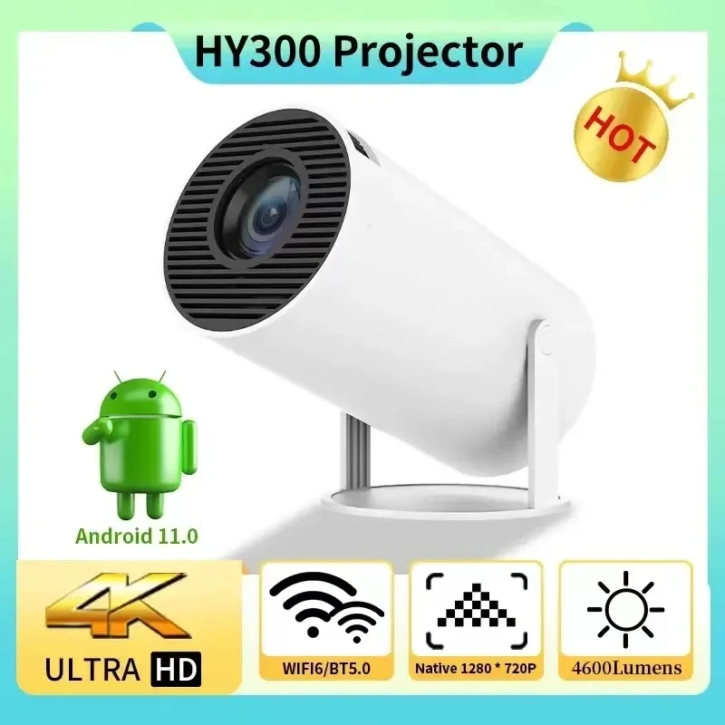 HY300-Android-11-WIFI-Smart-Portable-Projector-1280-720P-Full-HD-Office ...