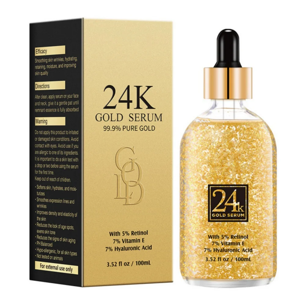 

100ml Antioxidant 24K Gold Hyaluronic Acid Stock Solution Moisturizing 5% Retionl 7% Vitamin C Smooth Nourishing Beauty Health