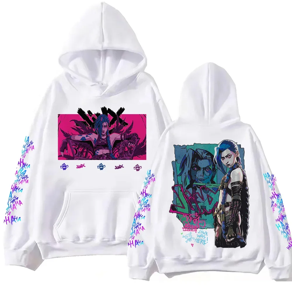 Hot Anime Jinx-Arcane Hoodie Harajuku Hip Hop Pullover Tops Popular Music Sweatshirt Fans Gift 2