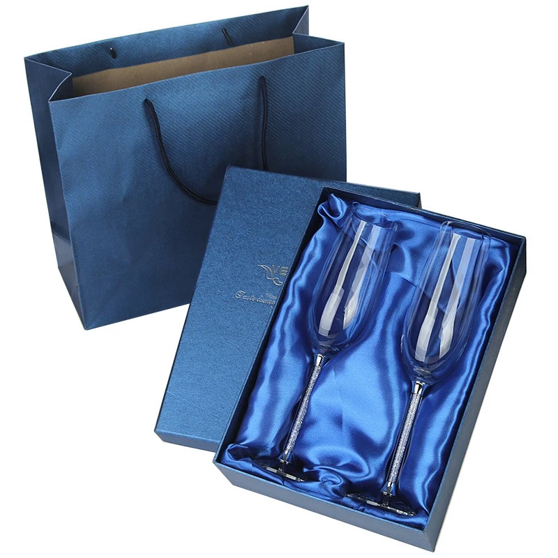 Wedding Glasses 2Pc Personalized Champagne Flutes Crystalline Party Gift Toasting Glass Goblet