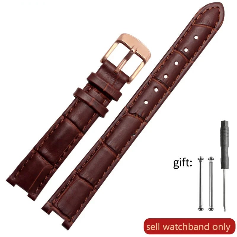 thumbnail image 1 of Correa de reloj de cuero genuino con patrón de bambú y burbujas para mujer Folli Follie, correa de reloj de cuero cóncavo para mujer de 16 mm, 1 of 5
