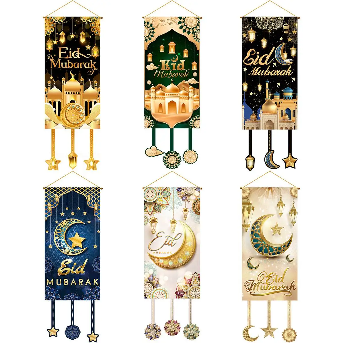 Eid 무바라크 장식 2024 걸이식 국기 라마단, 가정 문짝 이슬람 무슬림 파티 장식, 라마단 카림 배너, Eid Al-Fitr 선물
