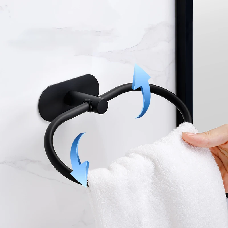 Porta Asciugamani Autoadesivo In Acciaio Inox Nero – Anello A U Per Bagno, Cucina O Camper, Installazione Senza Fori, 20 Cm - 3