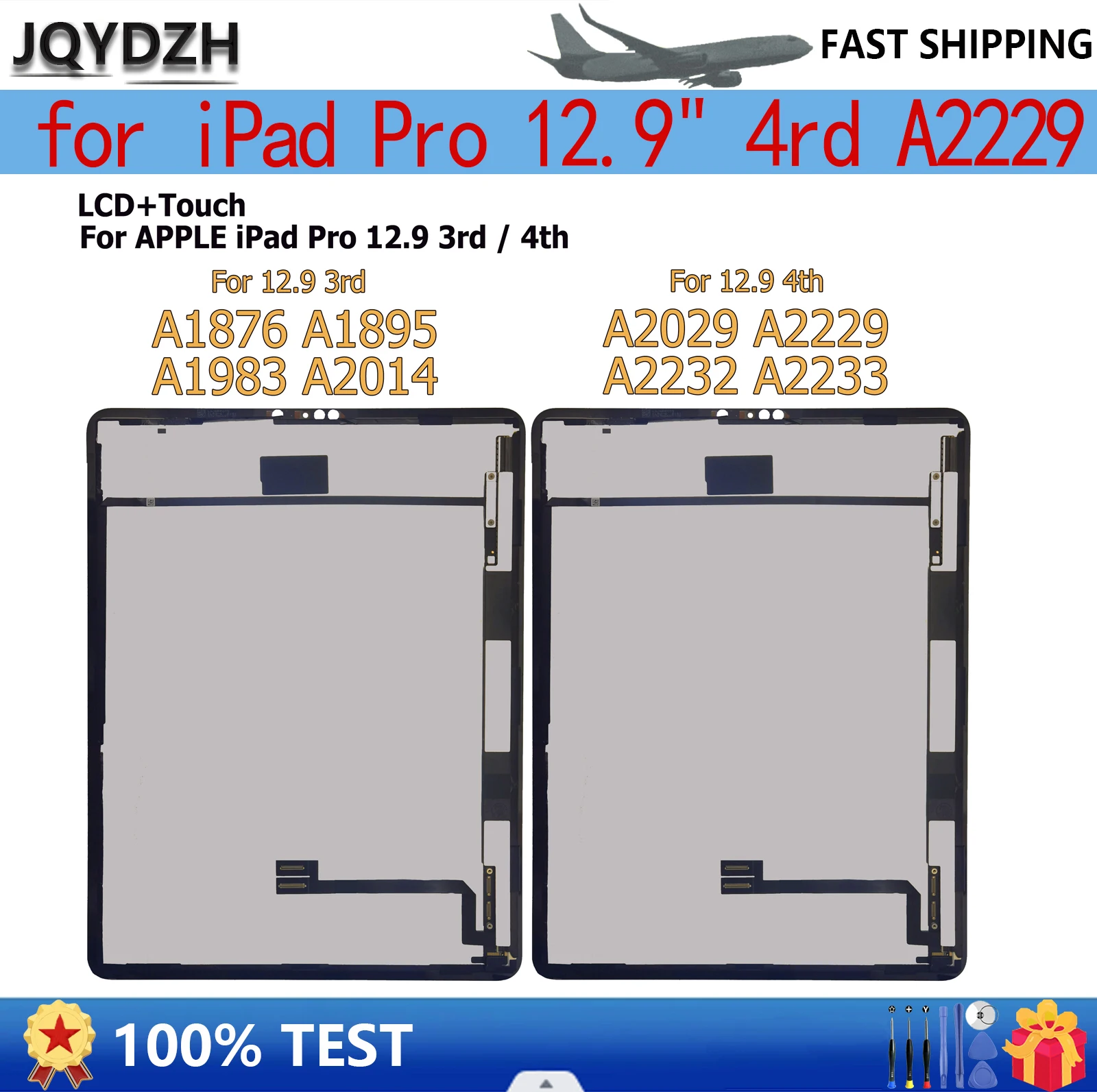 

Сенсорный экран JQYDZH для iPad Pro 12,9 дюйма, 4rd A2229 A2069 A2232 A2233, дигитайзер, ЖК-дисплей в сборе, стекло